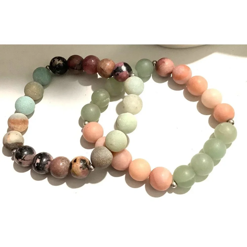 Set of Two Stone Bracelets -- 7.5